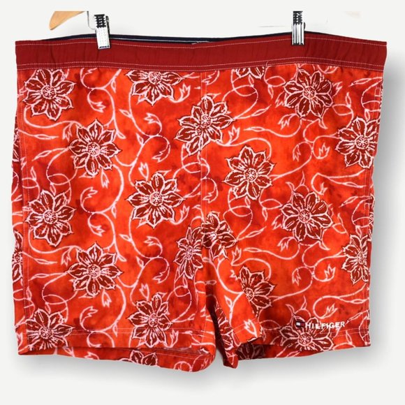 Tommy Hilfiger Other - Tommy Hilfiger Swim Shorts L Mens Red Orange White Floral Print Board Surf